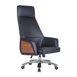 LAND BAŞLIKLI YÖNETİCİ KOLTUĞU Alüminyum Ayak / sabit kol / cilalı ahşap kolçak / LND 01