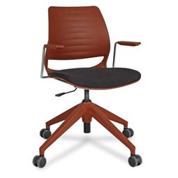 POLO ÇALIŞMA KOLTUĞU Kiremit renk 4'LÜ Plastik Ayak / Tekerlekli / Alüminyum kol PL 21